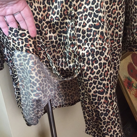 BED OF ROSES Size 2X Leopard SleepShirt SATIN Button-front Cotton POCKET $59 NEW - Picture 7 of 8